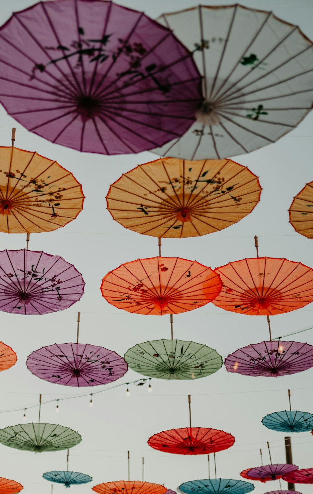 red and white umbrella lot