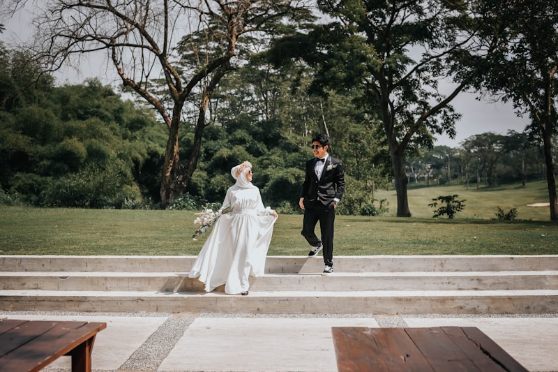 Stylish couple walking