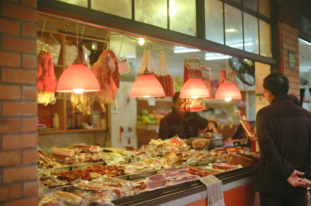 assorted food on display in store