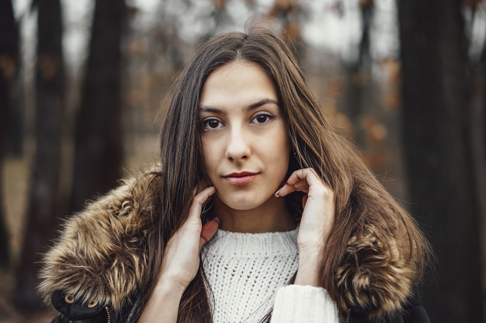 woman in white knit sweater