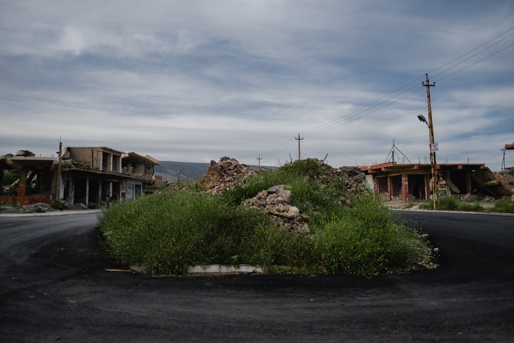 brown concrete building near green plants under white clouds during daytime