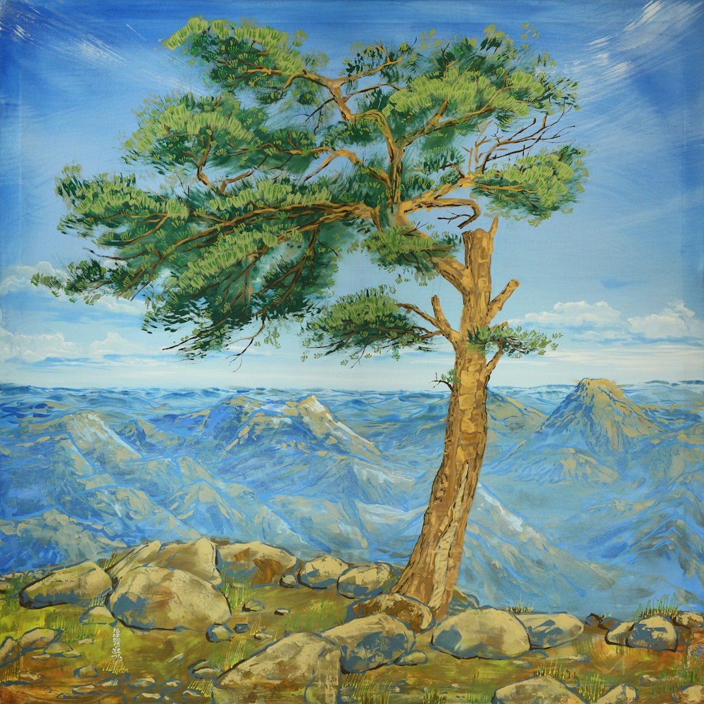 árvore marrom na montanha rochosa durante o dia