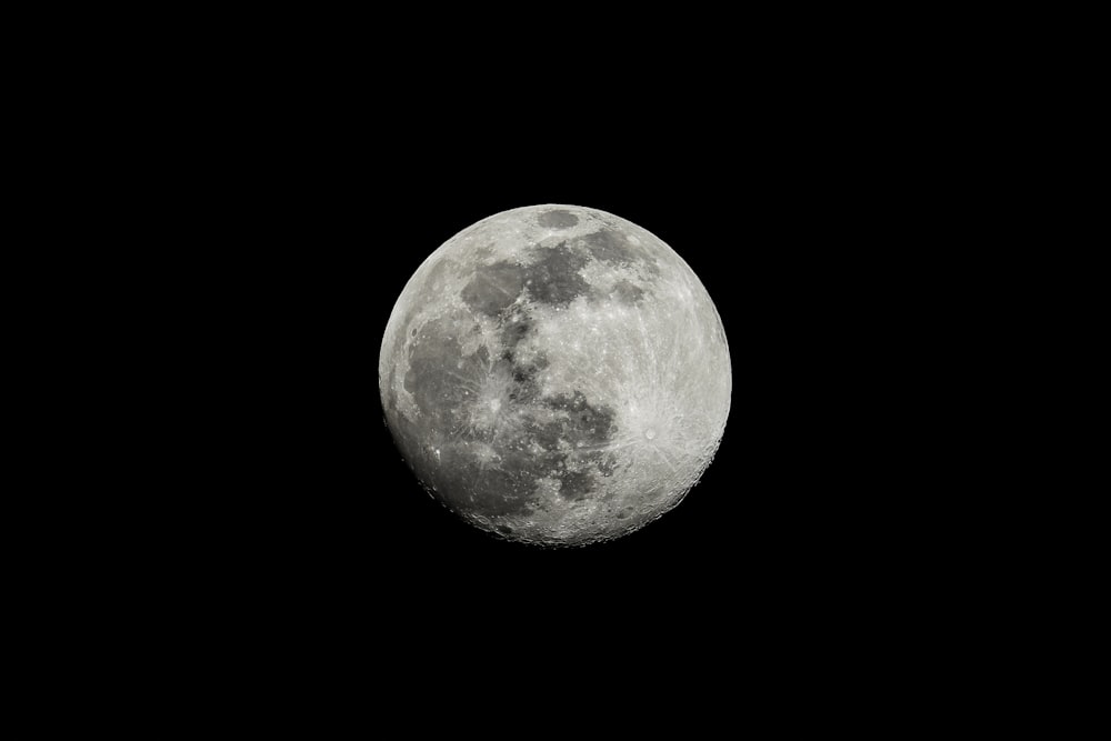 full moon in black background