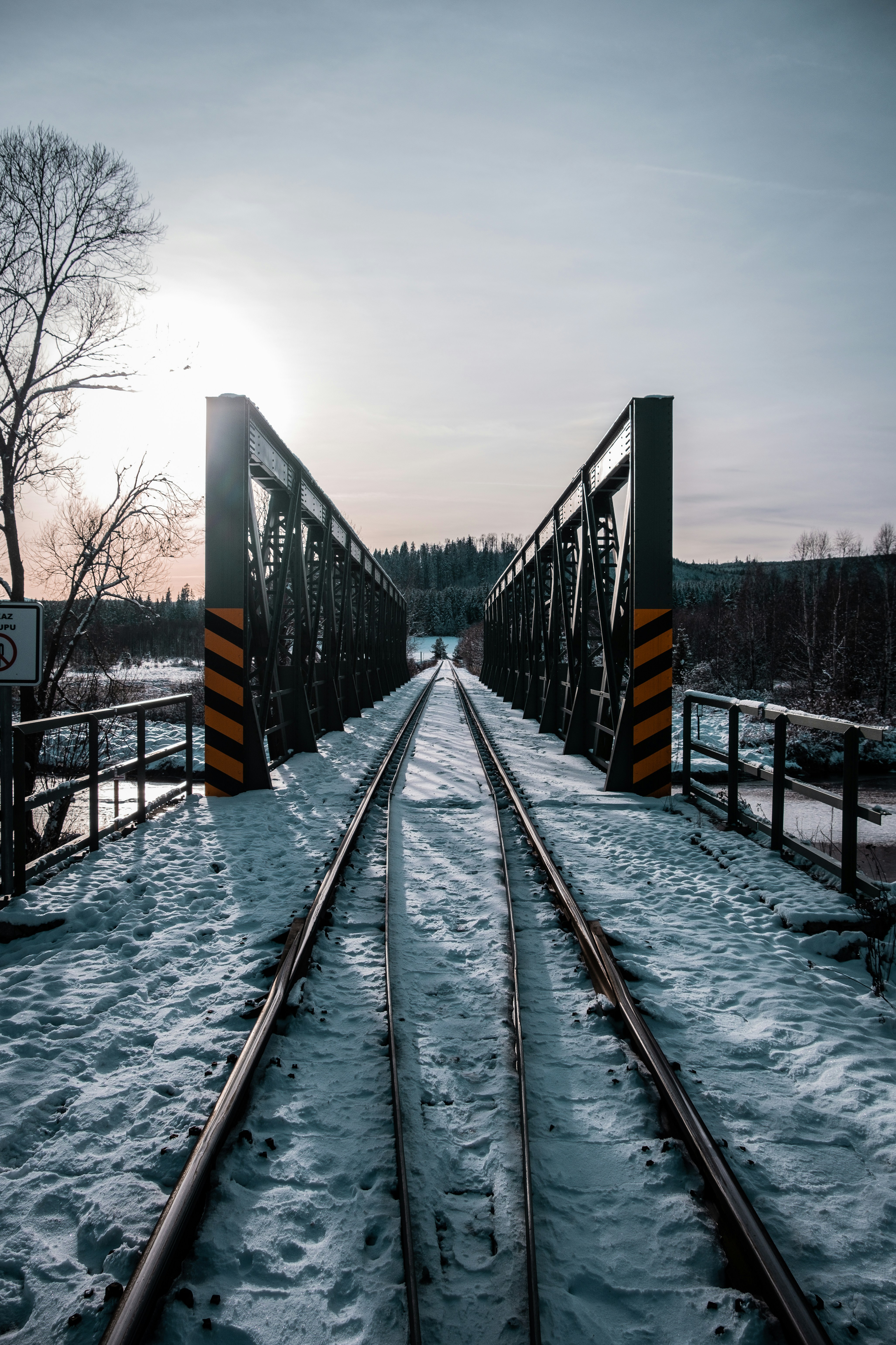 gray metal bridge over river