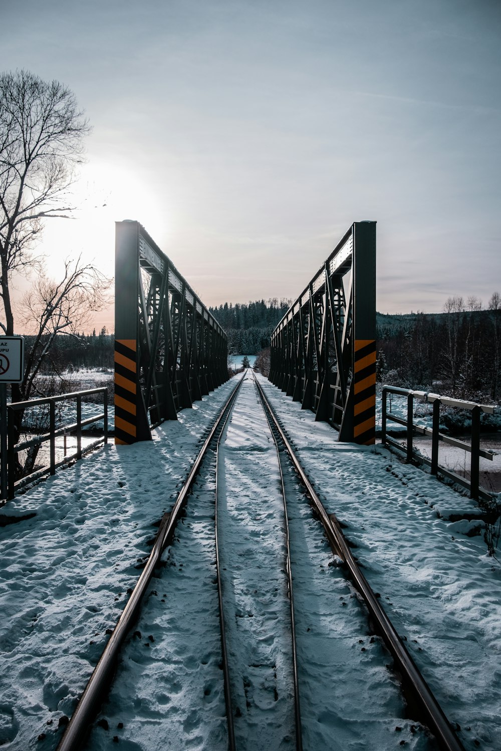 gray metal bridge over river