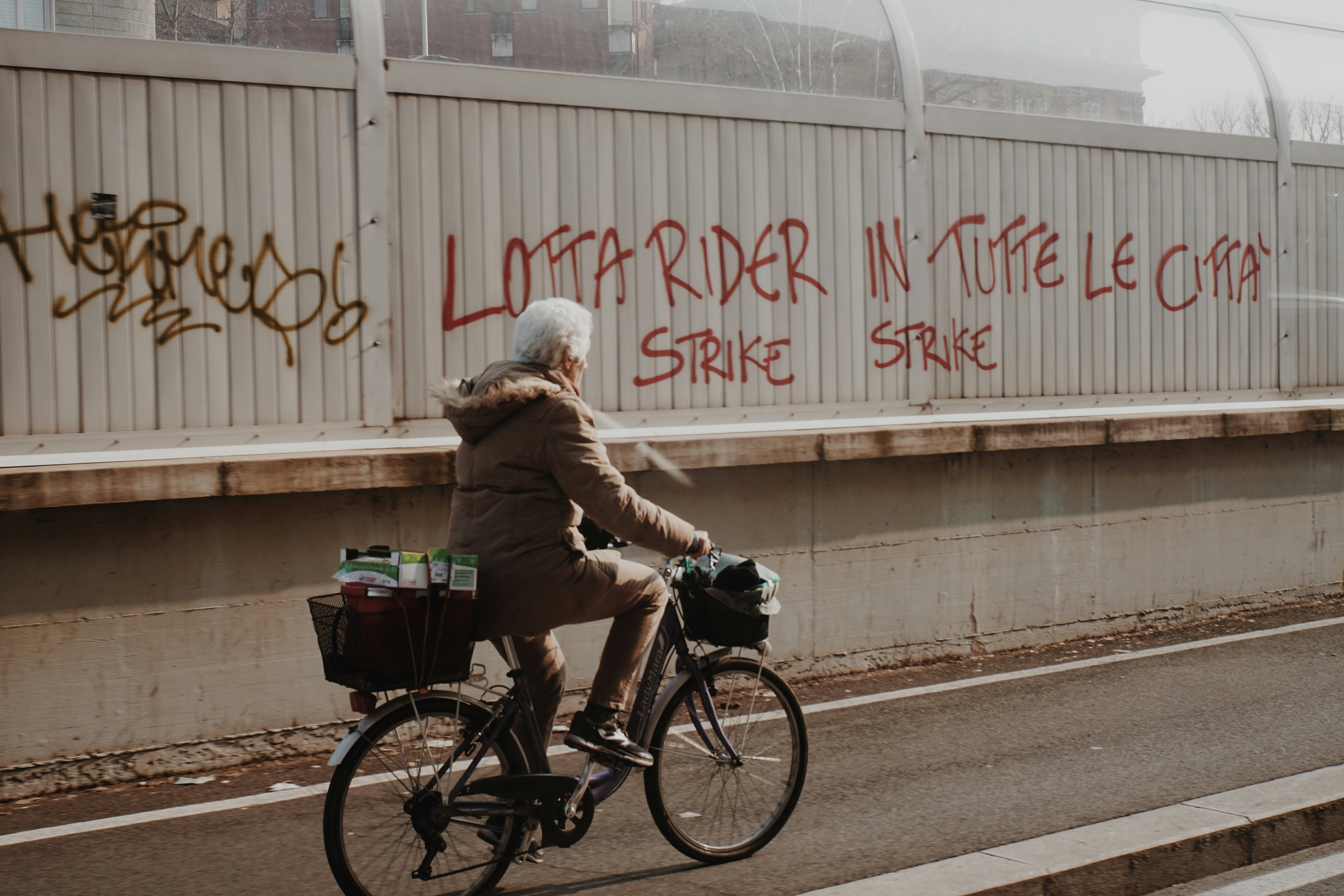 Neighborhood with cyclist