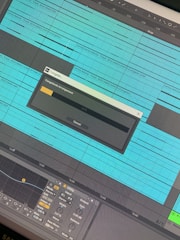 A close-up of a digital audio workstation screen showing AI-generated vocal tracks.