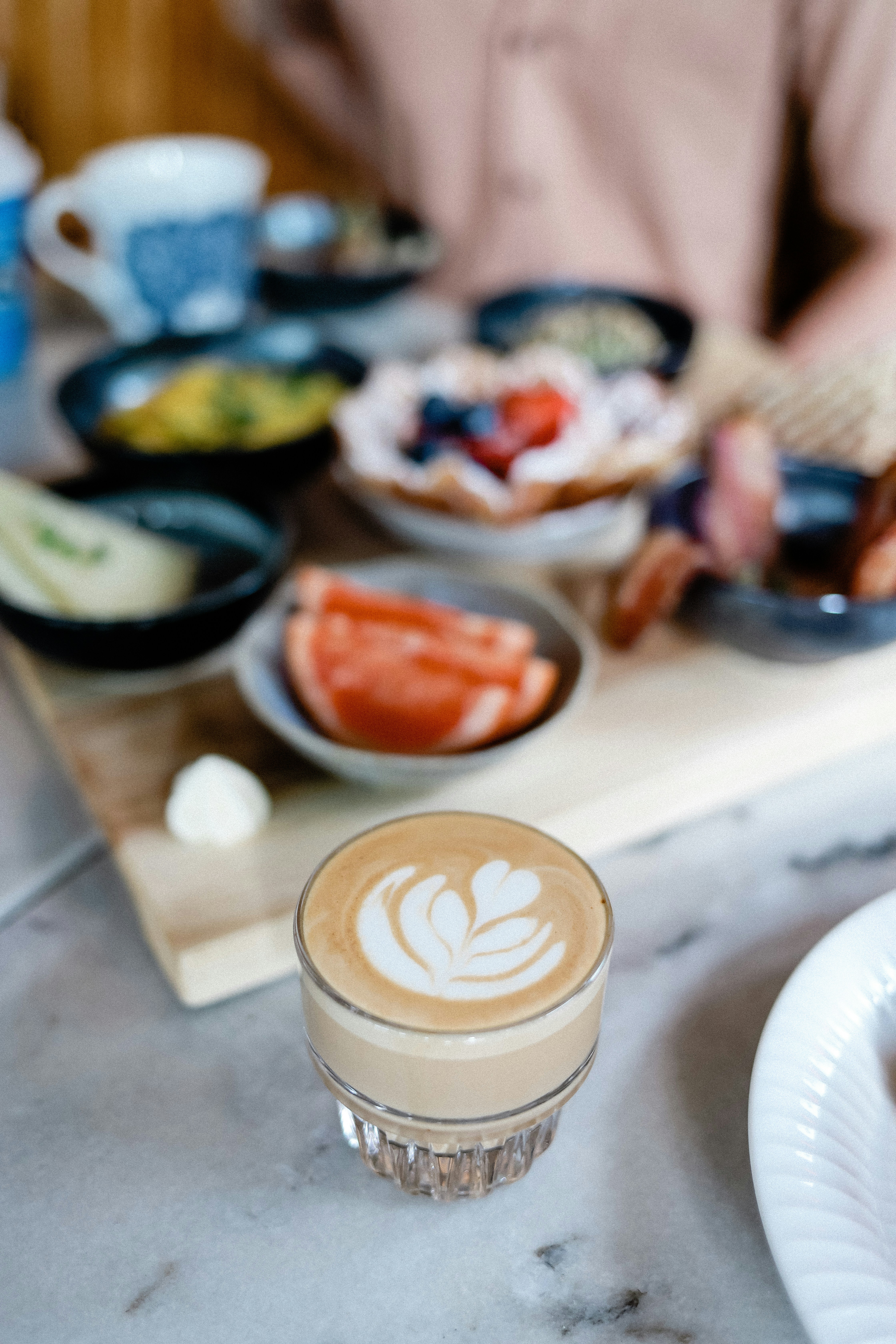 Cafe brunch spread with coffee, Saigon style