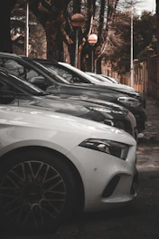 white car parked near trees during daytime