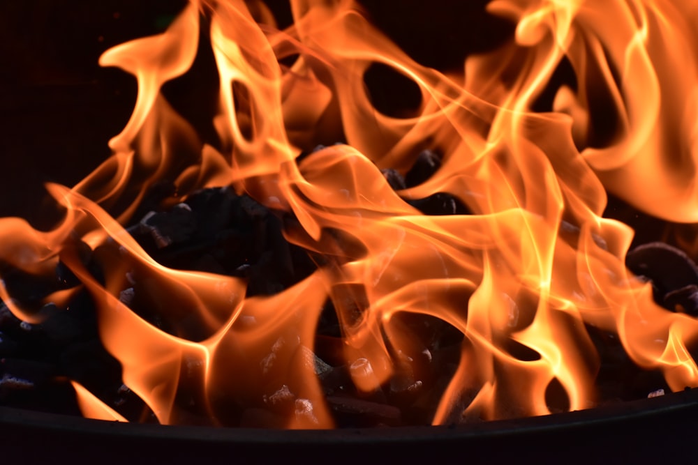 fire in black background with black background