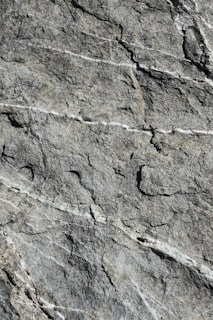 A detailed view of rough stone surface with visible natural textures, cracks, and vein-like patterns running across it.