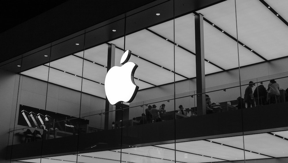 Apple’s brand experience: grayscale photo of Apple store