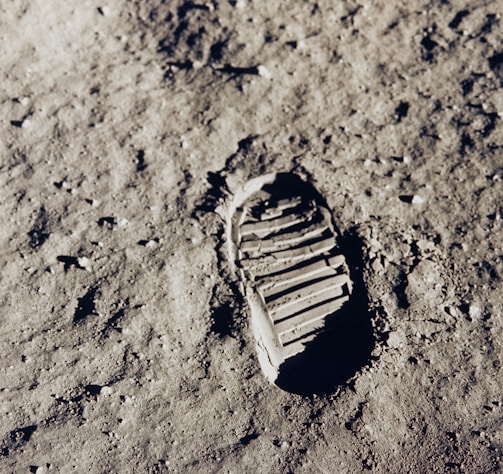 Footprint on lunar regolith