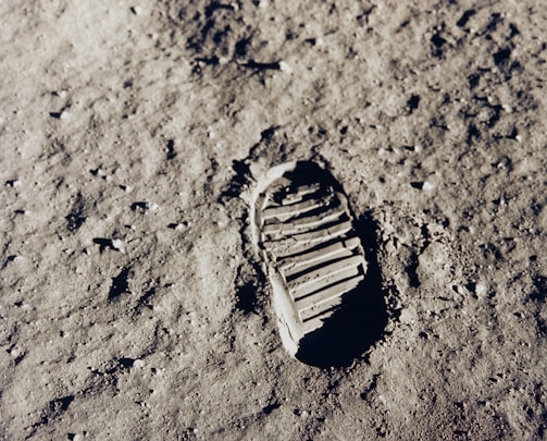 Footprint on lunar regolith