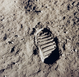 Footprint on lunar regolith