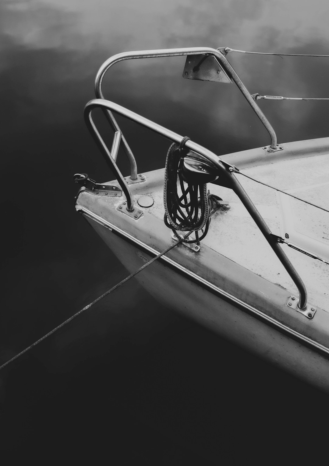 grayscale photo of a boat