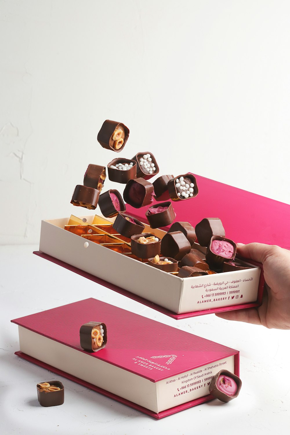 chocolate bars on white box