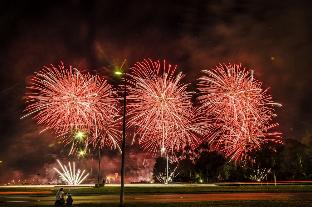 red fireworks display during night time