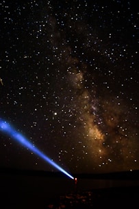 A vibrant night sky filled with stars and a telescope pointing upwards.