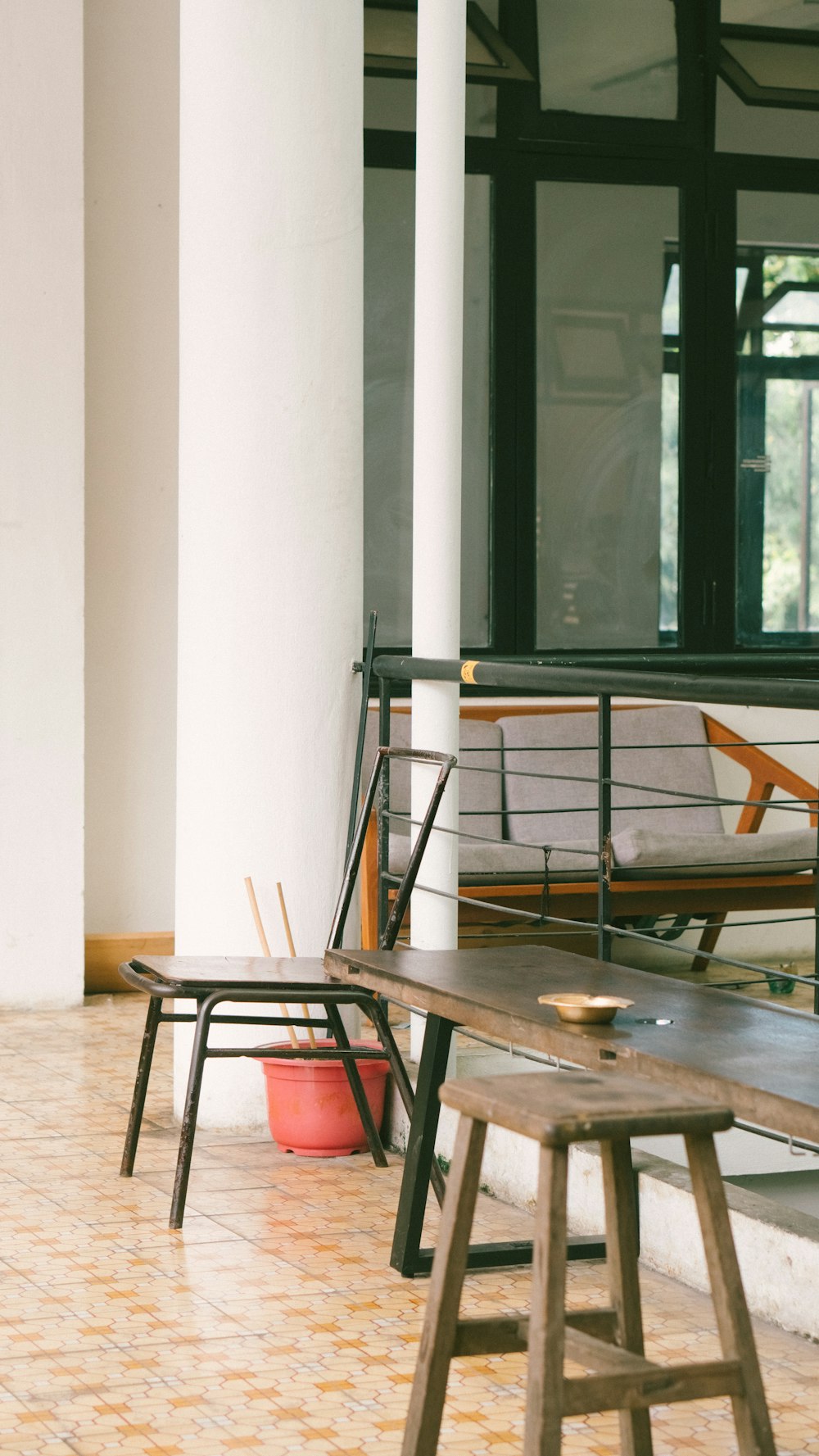 black and brown wooden table