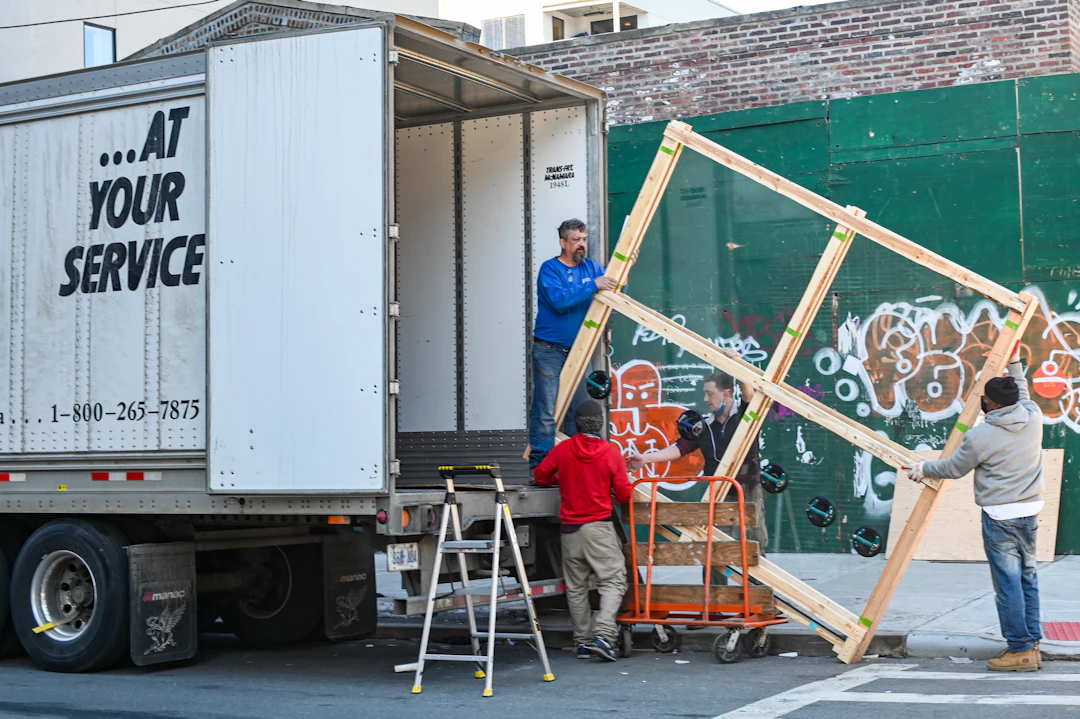 Movers boxes truck