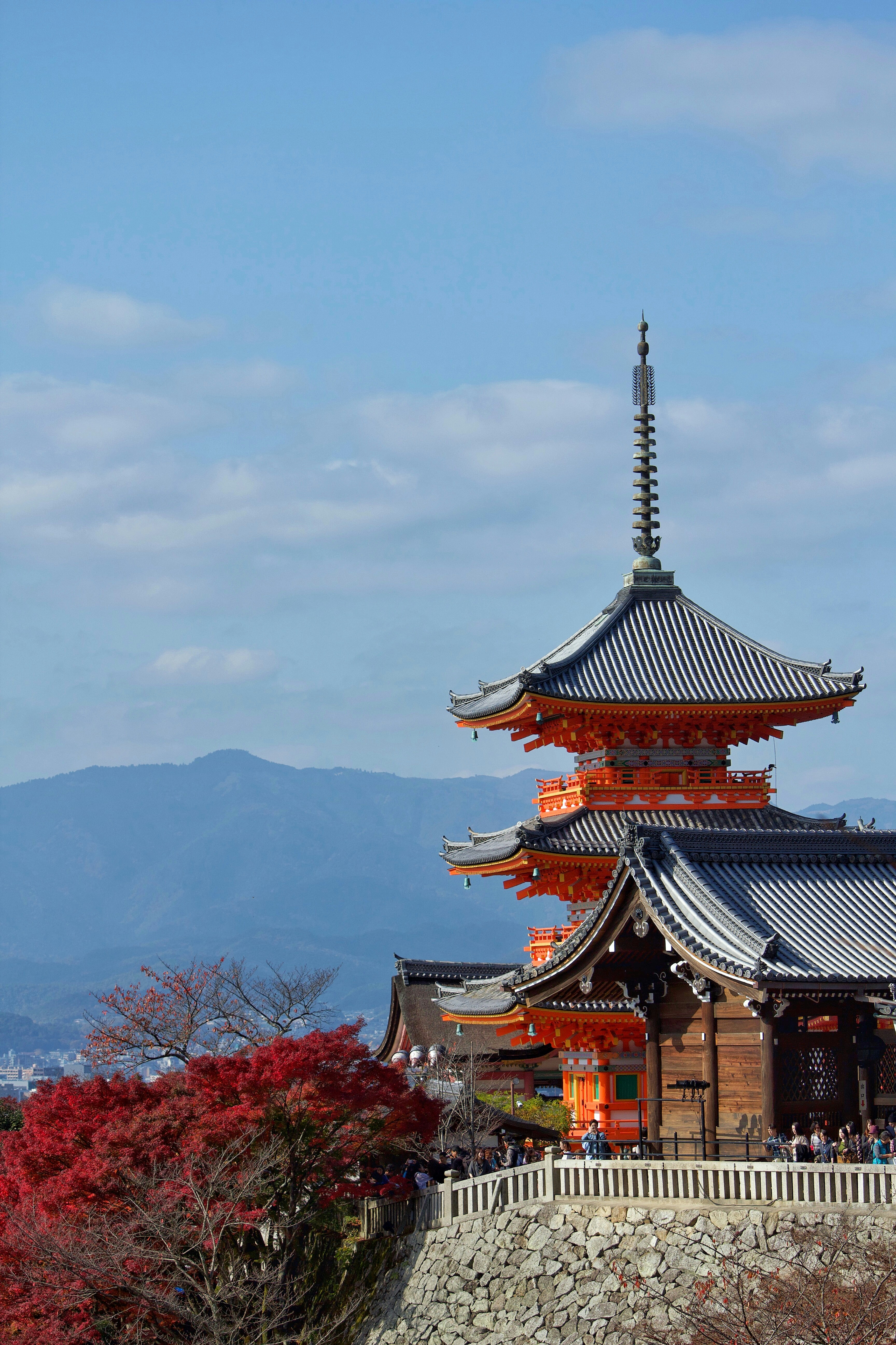 A traditional Japanese temple in Kyoto during cherry blossom season.
