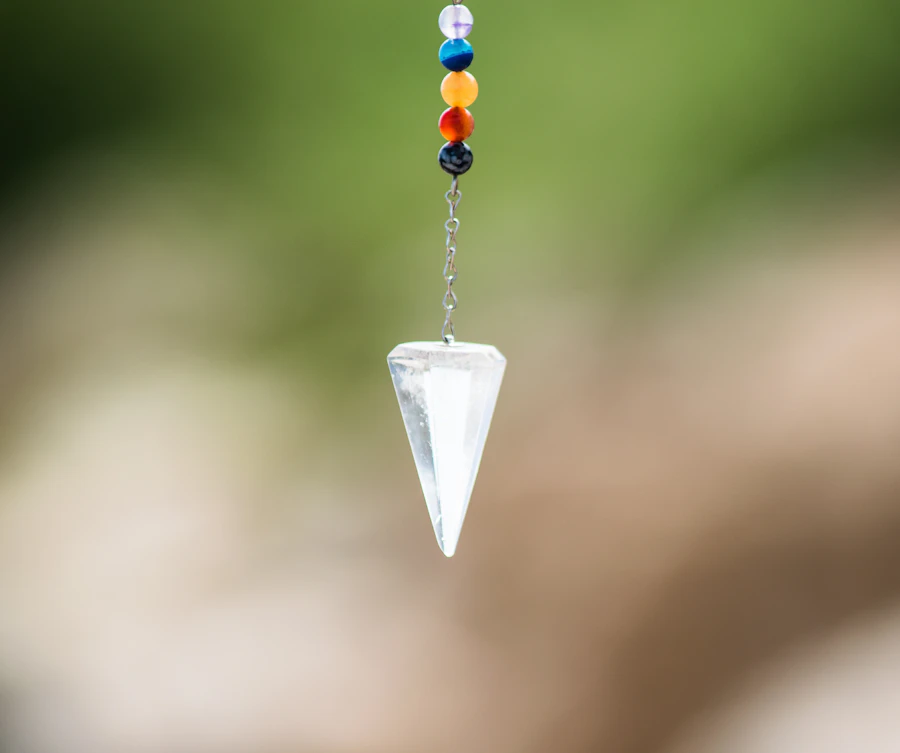 Crystal pendant used in energy healing work