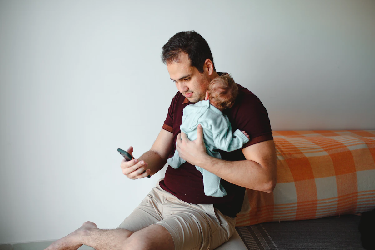 Parent checking the app
