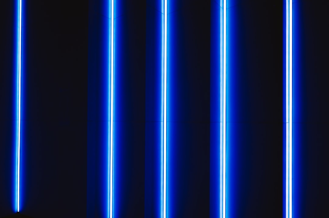 blue and white line illustration,