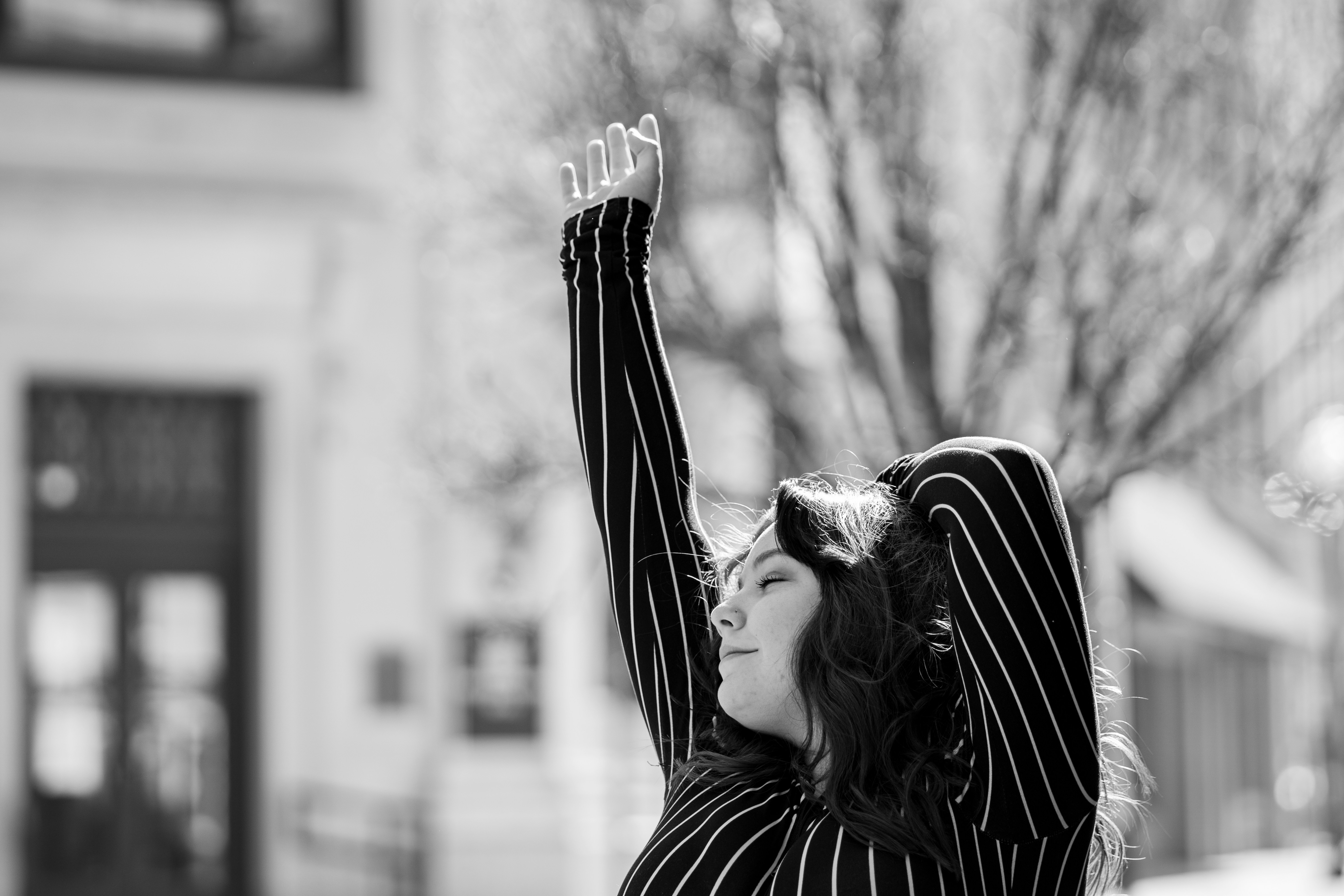 Woman in black and white striped long sleeve shirt photo – Free Girl ...