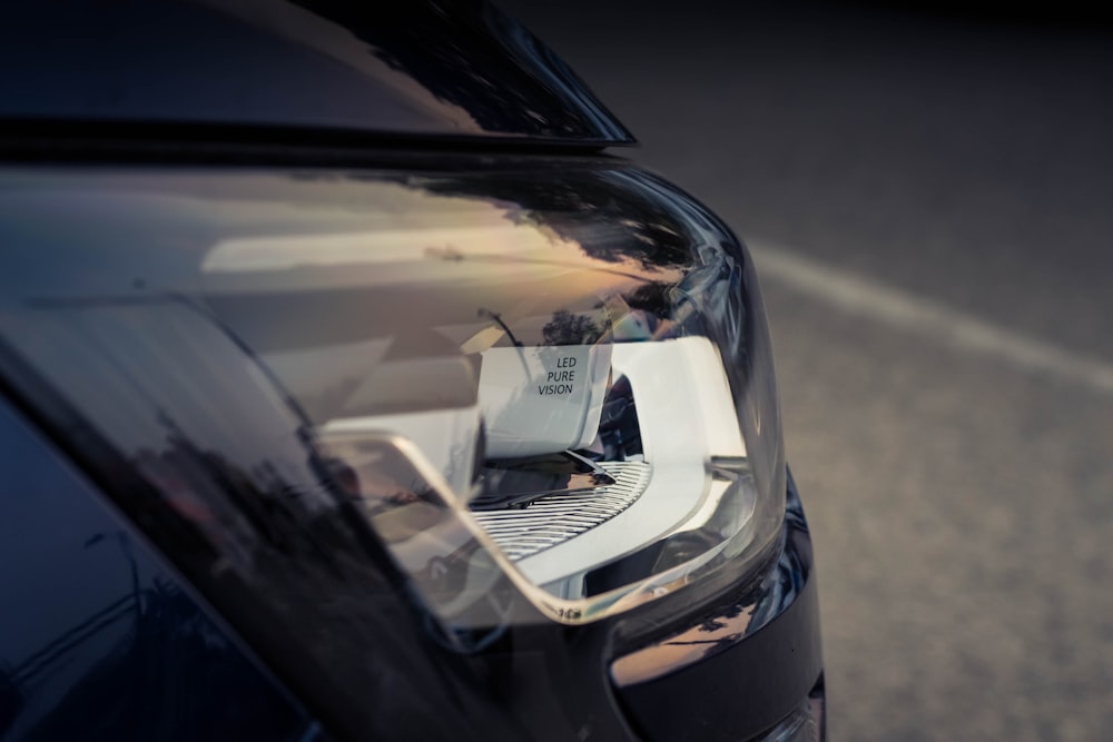 black car with white and black sticker