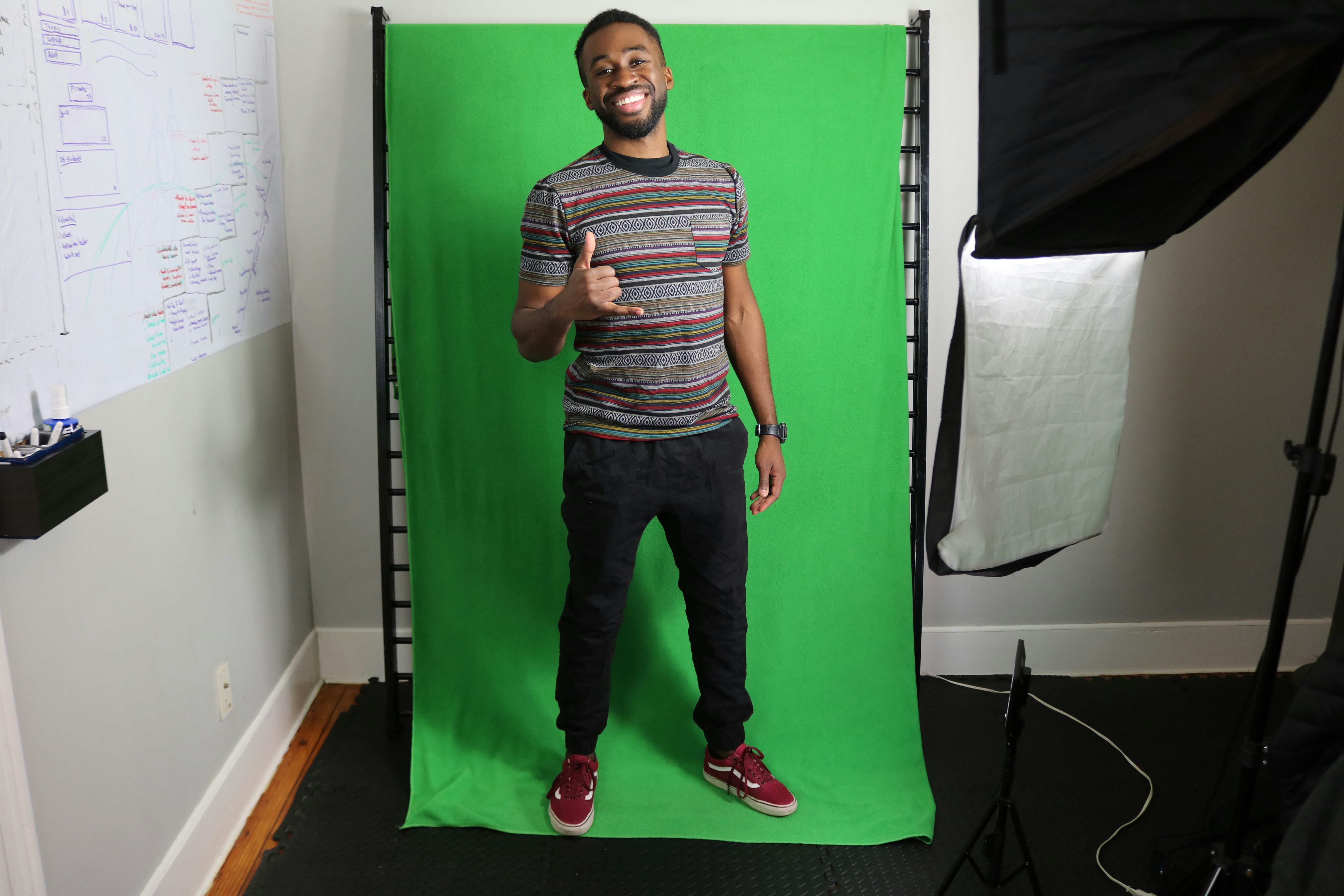 Professional streaming studio with green screen