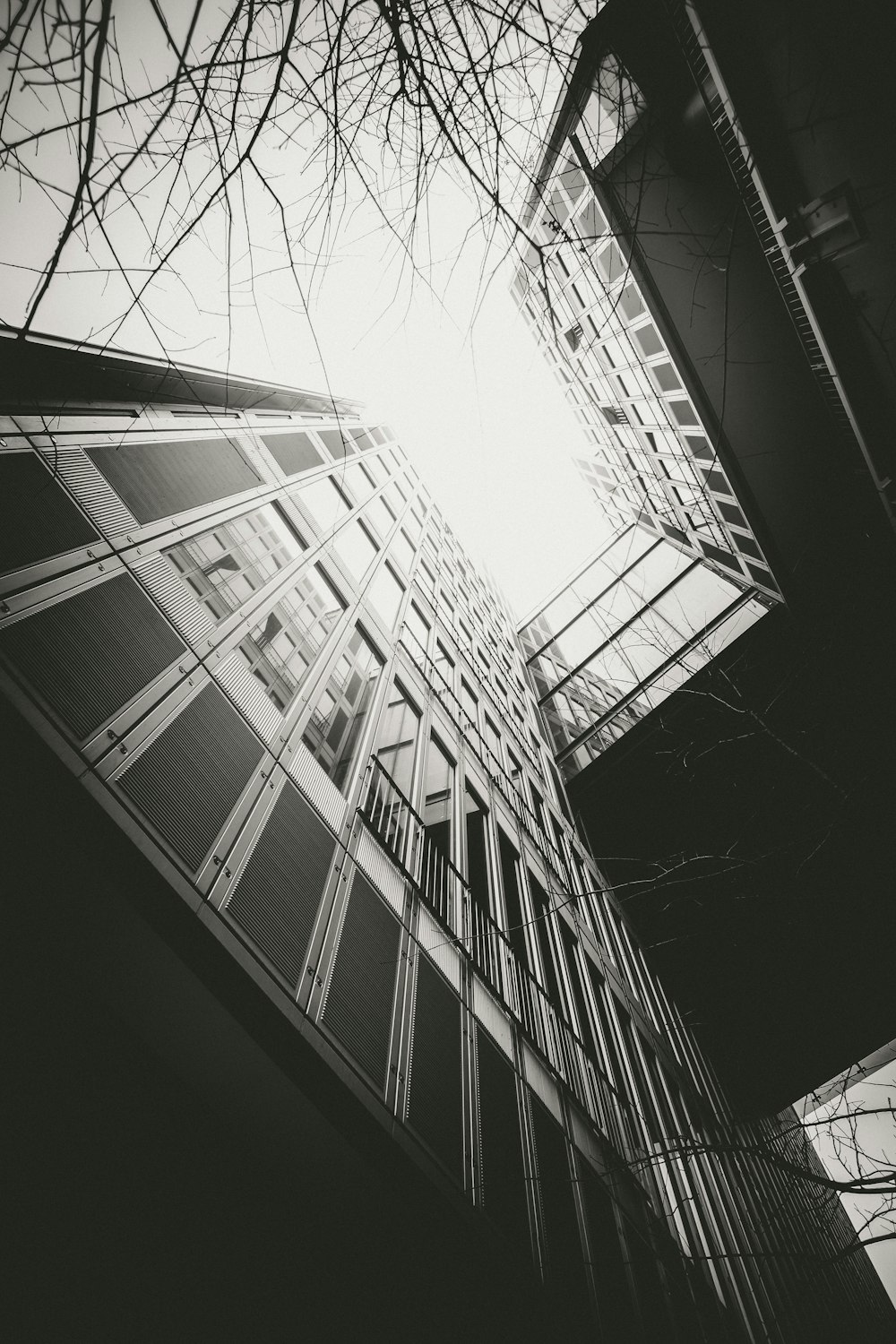 grayscale photo of high rise building