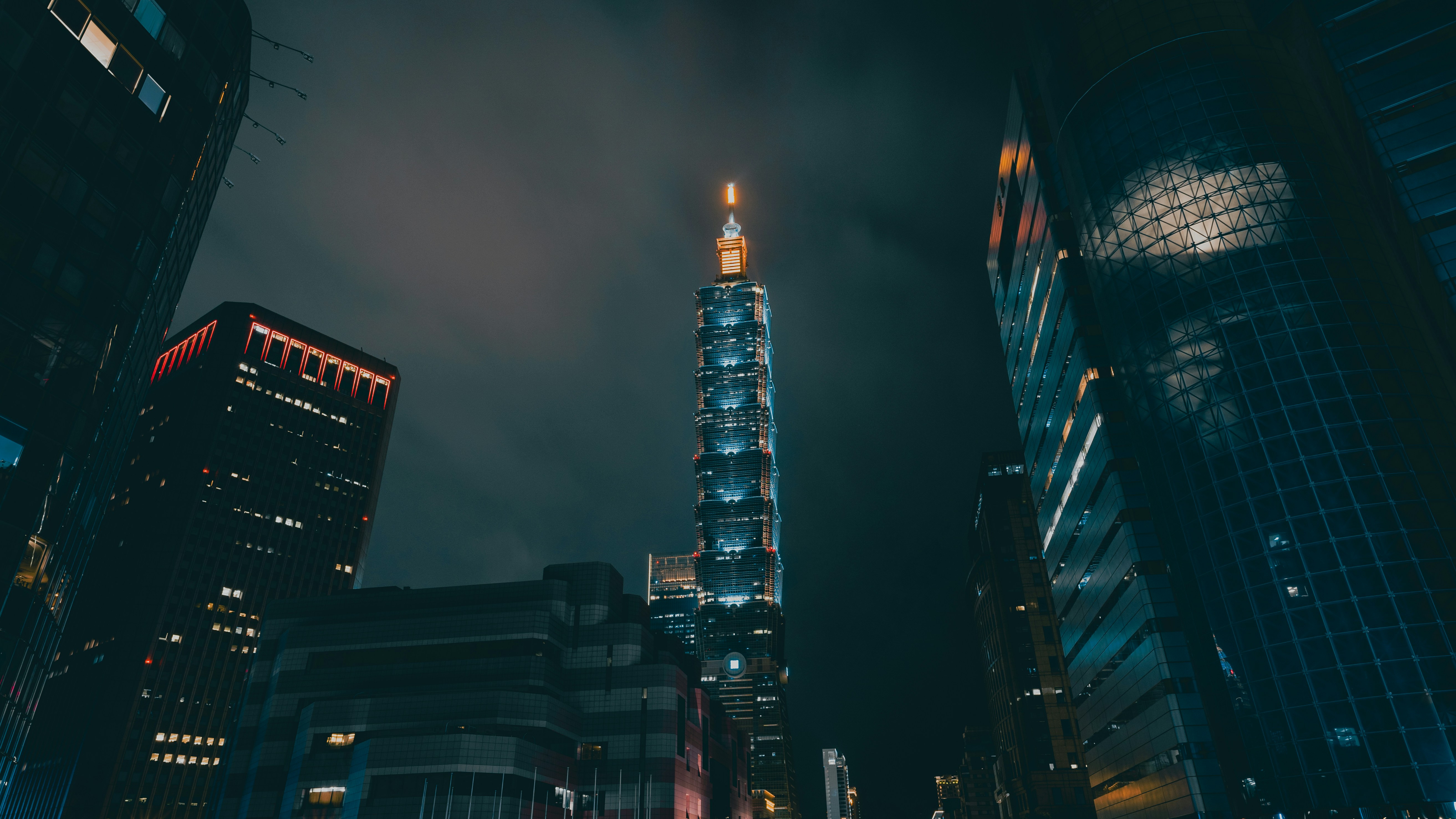 high rise building during night time