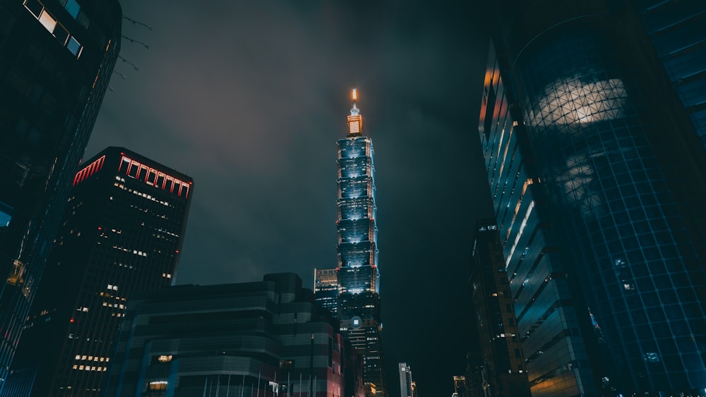 high rise building during night time