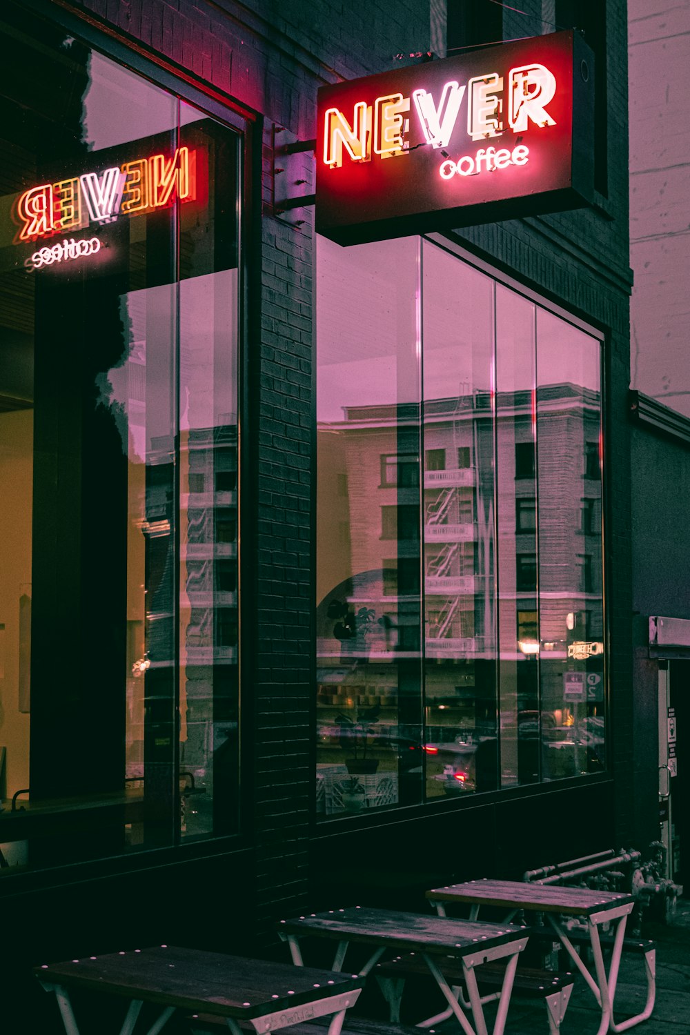 black and white glass window building