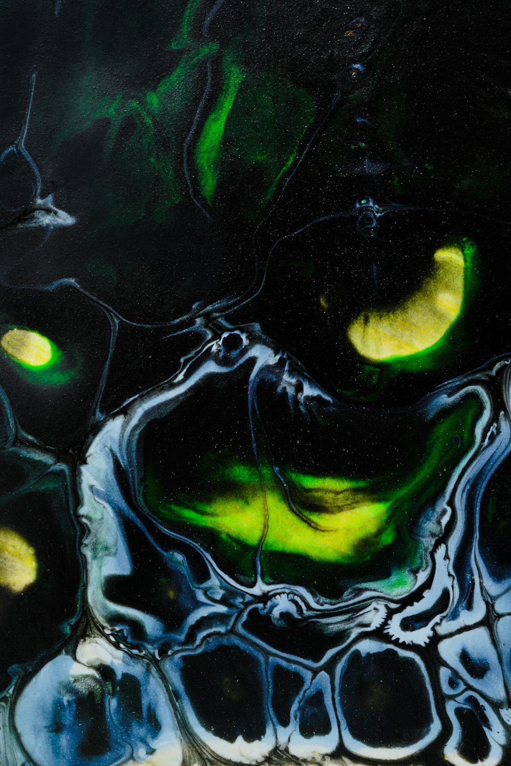 green and black abstract painting