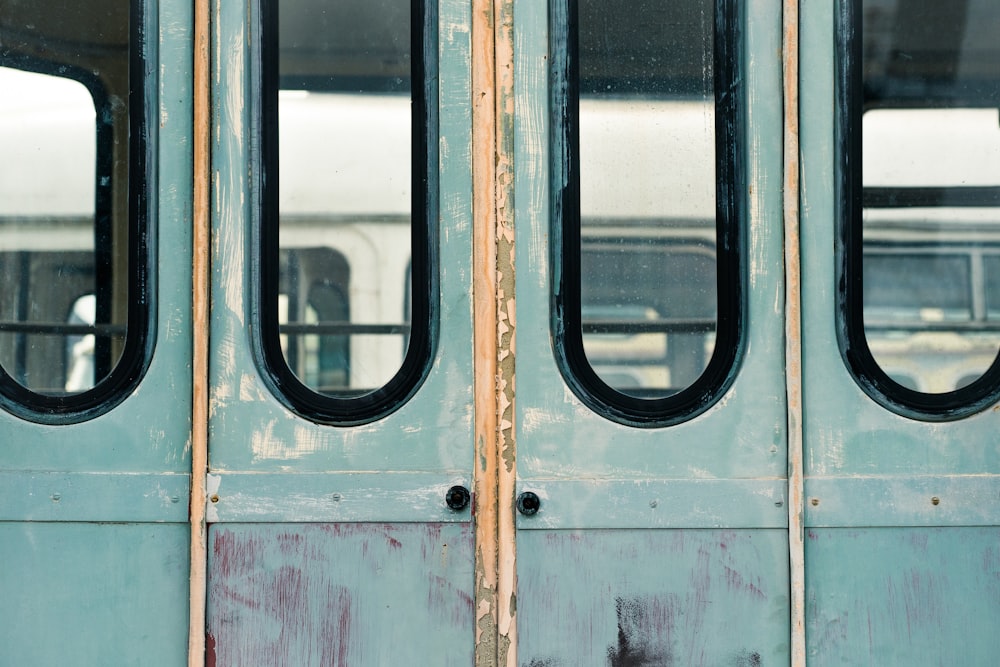 white and red train door