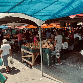 A vibrant local market in Sunny Beach with fresh produce and friendly vendors.