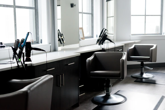 black and silver barber chair