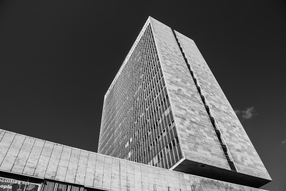 grayscale photo of high rise building