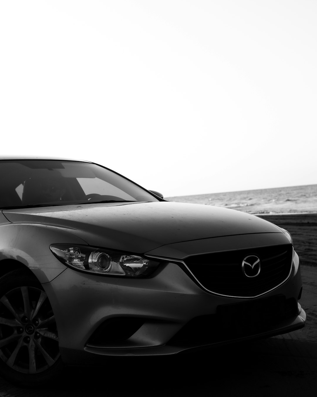 grayscale photo of mercedes benz coupe