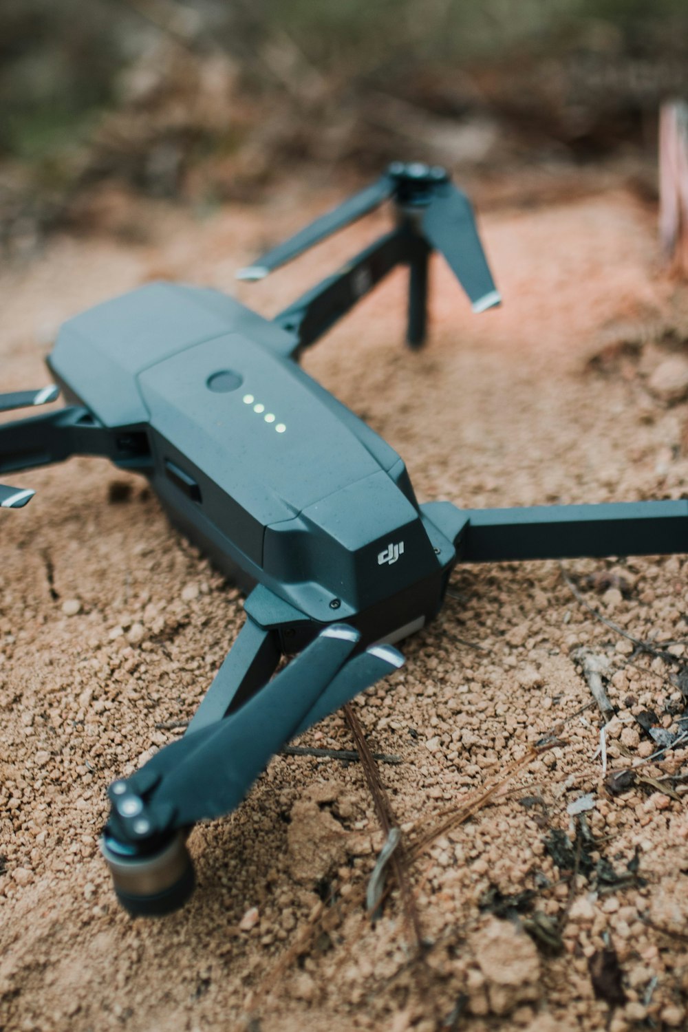 black drone on brown soil