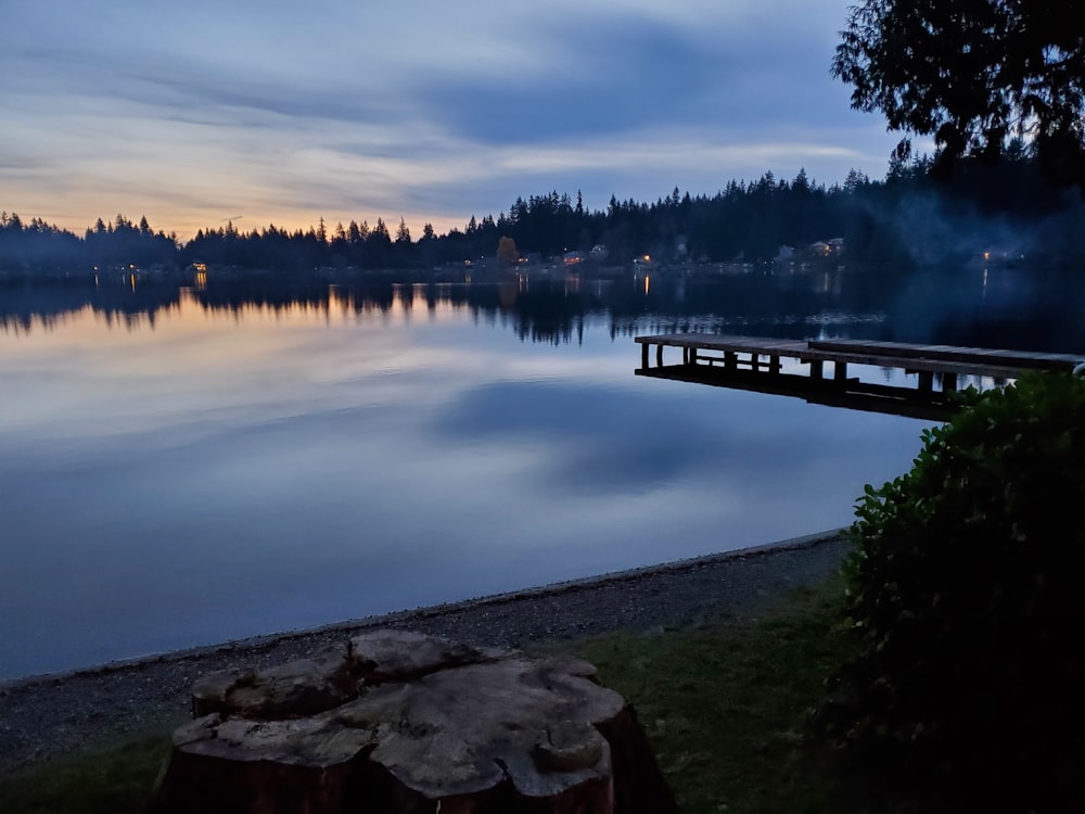 lake near trees under cloudy sky during daytime