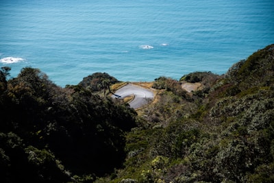 A winding coastal road with lush greenery and ocean views in Réunion Island
