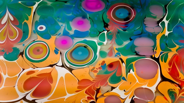 blue pink and yellow abstract painting
