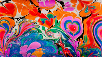 pink blue and yellow abstract painting