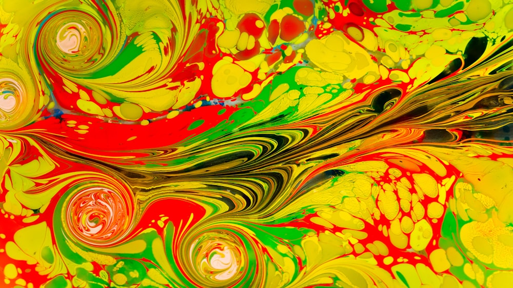 red yellow and green abstract painting
