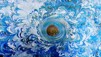 blue and white abstract painting