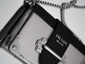 black and white leather bag